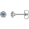 Platinum 3 mm Natural Aquamarine Claw Prong Rope Earrings