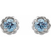 Platinum 3 mm Natural Aquamarine Claw Prong Rope Earrings