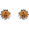 14 Karat White Gold 3 mm Natural Citrine Claw Prong Rope Earrings