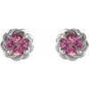 14 Karat White Gold 3 mm Natural Pink Tourmaline Claw Prong Rope Earrings