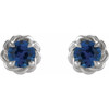 Platinum 3 mm Natural Blue Sapphire Claw Prong Rope Earrings