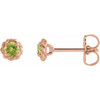 14 Karat Rose Gold 3 mm Natural Peridot Claw Prong Rope Earrings
