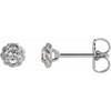 Platinum 3 mm Natural White Sapphire Claw Prong Rope Earrings