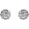 Platinum 3 mm Natural White Sapphire Claw Prong Rope Earrings