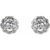 Platinum 3 mm Natural White Sapphire Claw Prong Rope Earrings