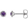 Platinum 3 mm Natural Amethyst Claw Prong Rope Earrings