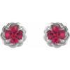 14 Karat White Gold 4 mm Lab Grown Ruby Claw Prong Rope Earrings