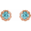 14 Karat Rose Gold 4 mm Natural Blue Zircon Claw Prong Rope Earrings