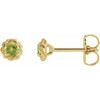 14 Karat Yellow Gold 4 mm Natural Peridot Claw Prong Rope Earrings