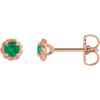 14 Karat Rose Gold 4 mm Lab Grown Emerald Claw Prong Rope Earrings