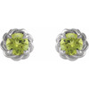 Platinum 4 mm Natural Peridot Claw Prong Rope Earrings