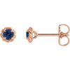 14 Karat Rose Gold 4 mm Natural Blue Sapphire Claw Prong Rope Earrings