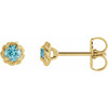 14 Karat Yellow Gold 4 mm Natural Blue Zircon Claw Prong Rope Earrings