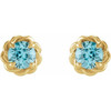 14 Karat Yellow Gold 4 mm Natural Blue Zircon Claw Prong Rope Earrings