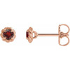 14 Karat Rose Gold 4 mm Mozambique Garnet Claw Prong Rope Earrings