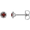 14 Karat White Gold 4 mm Mozambique Garnet Claw Prong Rope Earrings