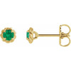 14 Karat Yellow Gold 4 mm Natural Emerald Claw Prong Rope Earrings