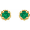 14 Karat Yellow Gold 4 mm Natural Emerald Claw Prong Rope Earrings