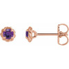 14 Karat Rose Gold 4.5 mm Natural Amethyst Claw Prong Rope Earrings
