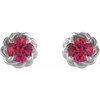 14 Karat White Gold 4.5 mm Lab Grown Ruby Claw Prong Rope Earrings