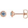 14 Karat Rose Gold 4.5 mm Natural Aquamarine Claw Prong Rope Earrings