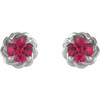 14 Karat White Gold 4.5 mm Natural Ruby Claw Prong Rope Earrings