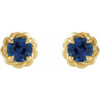 14 Karat Yellow Gold 4.5 mm Lab Grown Blue Sapphire Claw Prong Rope Earrings