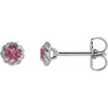 Platinum 4.5 mm Natural Pink Tourmaline Claw Prong Rope Earrings