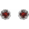 14 Karat White Gold 4.5 mm Mozambique Garnet Claw Prong Rope Earrings