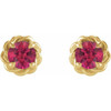 14 Karat Yellow Gold 5 mm Natural Ruby Claw Prong Rope Earrings