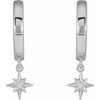 Sterling Silver .0075 Carat Natural Diamond Celestial Hinged Hoop Earrings
