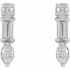 14 Karat White Gold 0.25 Carat Natural Diamond Multi Shape Bar Earrings