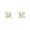 14 Karat Yellow Gold .05 Carat Rose Cut Natural Diamond 4 Prong Claw Earrings
