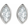 14 Karat White Gold .04 Carat Natural Diamond Solitaire Bezel Set Earrings