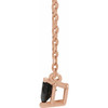 14K Rose Natural Black Onyx Heart 16 inch Necklace
