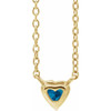 14 Karat Yellow Gold Natural London Blue Topaz Heart 16 inch Necklace