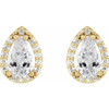 14 Karat Yellow Gold 4x2.5 mm Pear 0.25 Carat Natural Diamond Halo Style Earrings