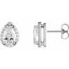 Platinum 4x2.5 mm Pear 0.25 Carat Natural Diamond Halo Style Earrings