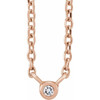 14 Karat Rose Gold .015 Carat Diamond Solitaire 16 inch Necklace