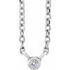 Platinum .015 Carat Natural Diamond Solitaire 16 inch Necklace