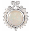 Sterling Silver White Opal and 0.16 carat Diamond Pendant