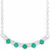 Platinum Lab Grown Emerald and .08 Carat Natural Diamond Five-Stone Bar 18 inch Necklace