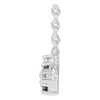 14 Karat White Gold Lab Grown Blue Sapphire and .05 Carat Natural Diamond 3 Stone Bar 18 inch Necklace