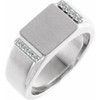 White Gold 10 Karat 0.10 Carat Natural Diamond Mens Signet Ring
