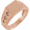 Rose Gold 14 Karat .08 Carat Natural Diamond 23.5 mm Geometric Signet Ring