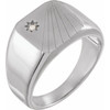 Platinum .02 Carat Natural Diamond Celestial Signet Ring