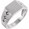 White Gold Ring 14 Karat .08 Carat Natural Diamond 23.5 mm Geometric Signet Ring