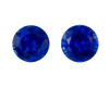 Matching Pair of Round Cut Blue Sapphire Gems - 0.96 Carat - 4.4mm Size