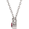 Rhodium-Plated Sterling Silver 4 mm Round Grown Ruby Bezel Set Solitaire 16 inch Necklace