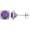 Sterling Silver Amethyst and .015 Carat Diamond Earrings